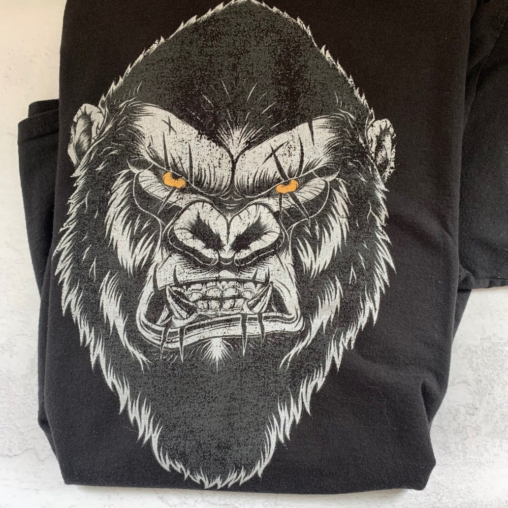 Hanes Mens 2XL Black Gorilla King Graphic T Shirt ComfortSoft Heavyweight - Picture 9 of 9